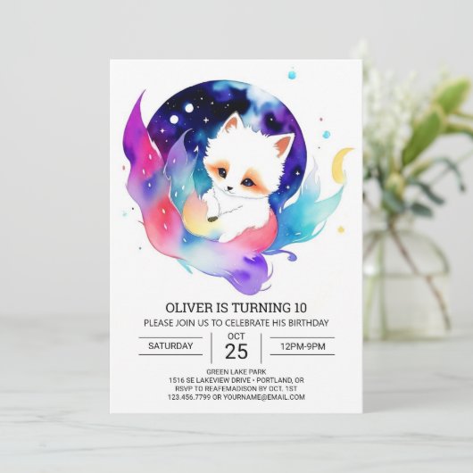 Fennec Fox Birthday Party Einladung (Stehend Vorderseite)