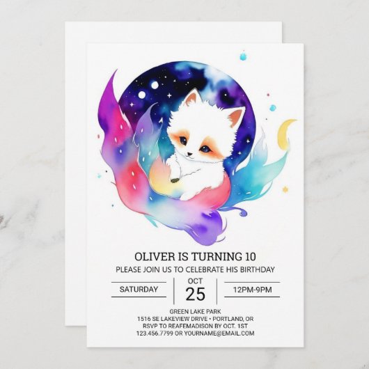 Fennec Fox Birthday Party Einladung (Vorne/Hinten)