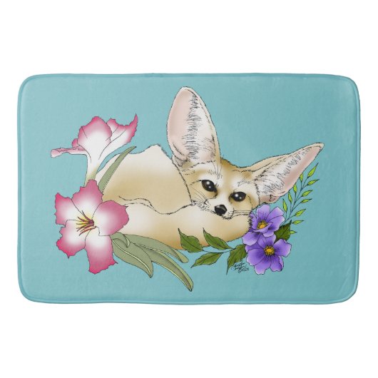 Fennec Fox Blume Niedlich Badematte (Vorderseite)