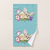 Fennec Fox Blume Niedlich Badhandtuch Set (Handtuch)