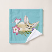 Fennec Fox Blume Niedlich Badhandtuch Set (Waschlappen)
