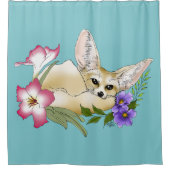 Fennec Fox Blume Niedlich Duschvorhang (Vorderseite)