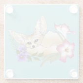 Fennec Fox Blume Niedlich Glasuntersetzer (Rückseite)