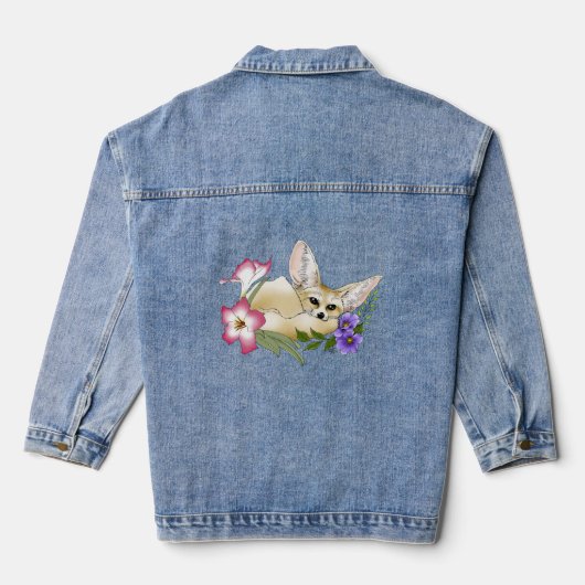 Fennec Fox Blume Niedlich Jeansjacke (Rückseite)