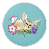 Fennec Fox Blume Niedlich Keramikknauf (Vorderseite)