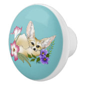 Fennec Fox Blume Niedlich Keramikknauf (Rechts)