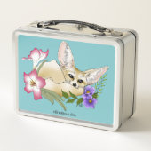 Fennec Fox Blume Niedlich Metall Brotdose (Rückseite)