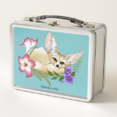 Fennec Fox Blume Niedlich Metall Brotdose (Vorderseite)