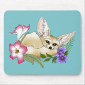 Fennec Fox Blume Niedlich Mousepad (Vorne)