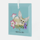 Fennec Fox Blume Niedlich Ornament Aus Glas (Vorderseite links)