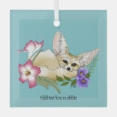 Fennec Fox Blume Niedlich Ornament Aus Glas (Vorderseite)