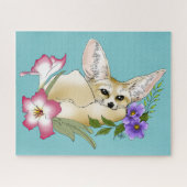 Fennec Fox Blume Niedlich Puzzle (Horizontal)