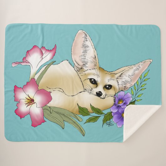 Fennec Fox Blume Niedlich Sherpadecke (Vorderseite (Horizontal))