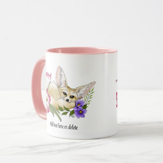 Fennec Fox Blume Niedlich Tasse (Vorderseite Links)