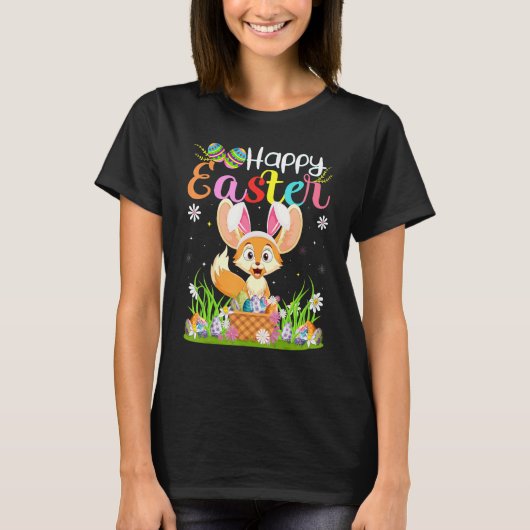 Fennec Fox Bunny Egg Jagd Fennec Fox Happy East T-Shirt (Vorderseite)