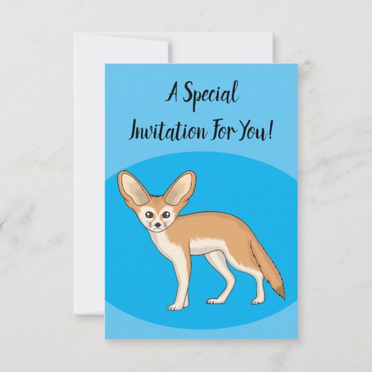 Fennec fox Cartoon Illustration Einladung (Rückseite)