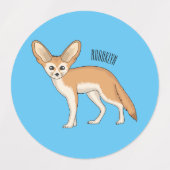 Fennec fox Cartoon Illustration Etiketten (Design 2)