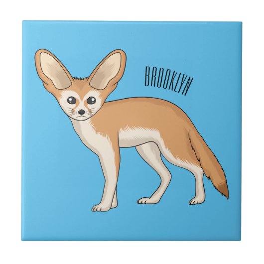 Fennec fox Cartoon Illustration Fliese (Vorderseite)
