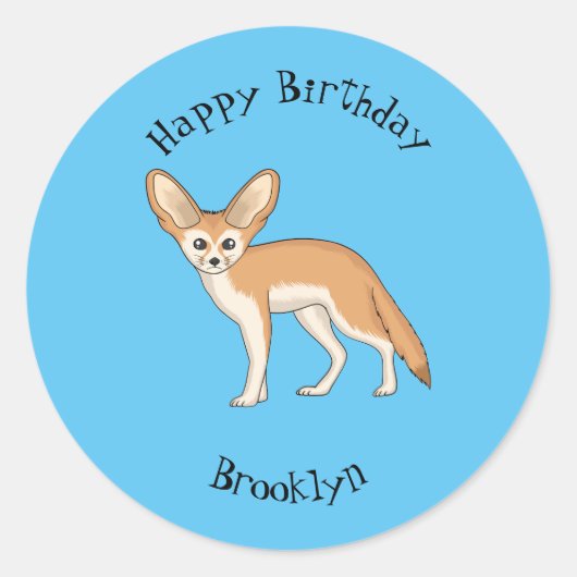 Fennec fox Cartoon Illustration Runder Aufkleber (Vorderseite)
