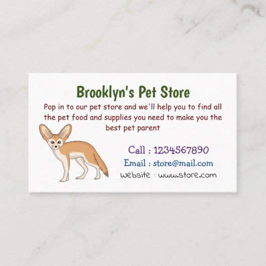 Fennec fox Cartoon Illustration Visitenkarte (Vorderseite)