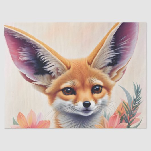 Fennec Fox Floral Art Seidenpapier (Vorderseite)