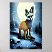 Fennec Fox im schneebedeckten Berg | AI Art Poster (Vorne)
