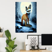 Fennec Fox im schneebedeckten Berg | AI Art Poster (Heimbüro)