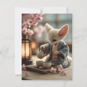 Fennec Fox in einem Kimono Darstellende Teezeremon Postkarte