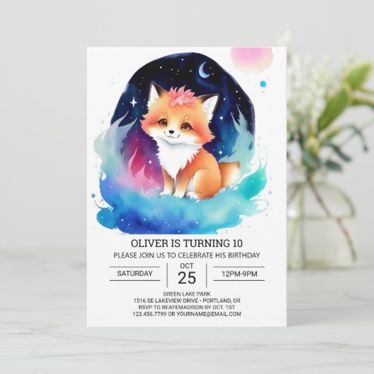 Fennec Fox Kindergeburtstag Bash Einladung (Stehend Vorderseite)