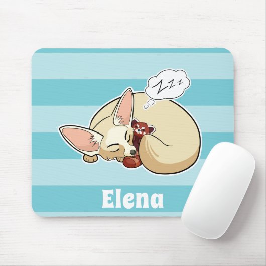 Fennec Fox mit rotem Panda - personalisiertes Tier Mousepad (Mit Mouse)