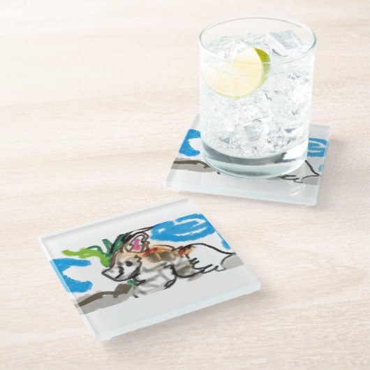 Fennec fox niedlich glasuntersetzer (Schrägansicht)