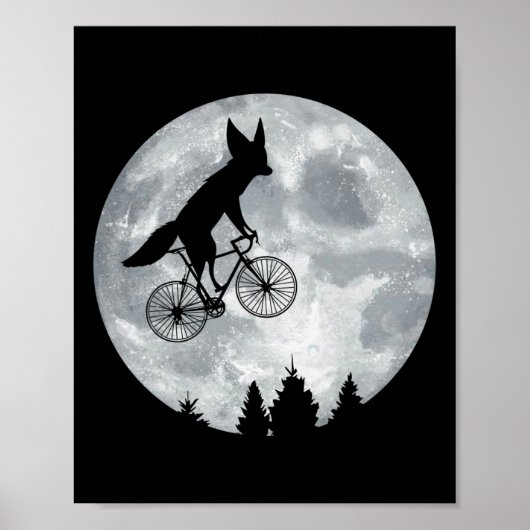 Fennec Fox Riding Moon Bike Halloween Lunar Cyclin Poster (Vorne)