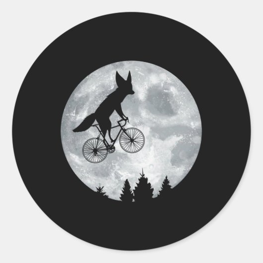 Fennec Fox Riding Moon Bike Halloween Lunar Cyclin Runder Aufkleber (Vorderseite)