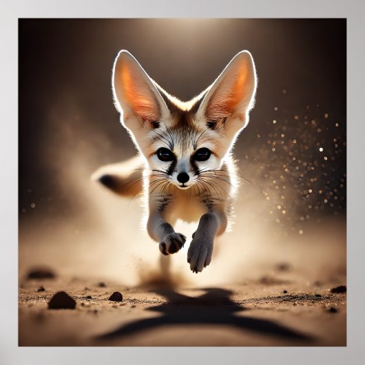 Fennec Fox Running Poster Dynamic Wildlife Art (Vorne)