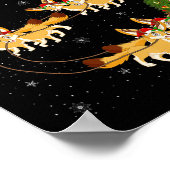 Fennec Fox Santa Sleigh Flying Funny Magical Chris Poster (Ecke)