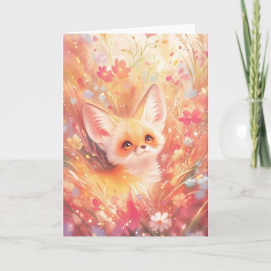 Fennec Fox umgeben von Sonnenblumenblüten Karte (Vorderseite)
