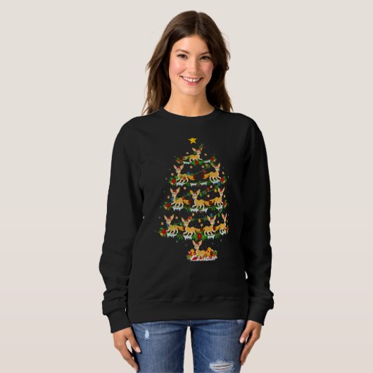 Fennec Fox Xmas Lights Fennec Fox Weihnachtsbaum Sweatshirt (Vorne ganz)