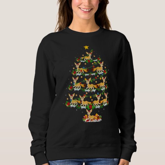 Fennec Fox Xmas Lights Fennec Fox Weihnachtsbaum Sweatshirt (Vorderseite)