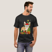 Fennec Fox Xmas Tree Lighting Weihnachtsmannmütze T-Shirt (Vorne ganz)