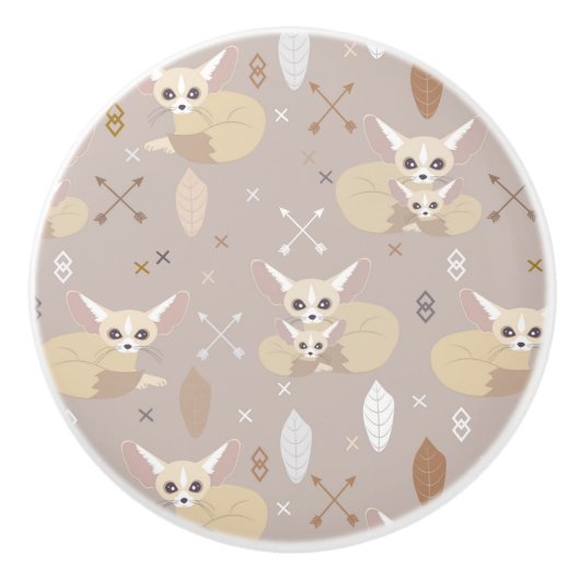 Fennec Foxes Pfeile und Federn Keramikknauf (Vorderseite)