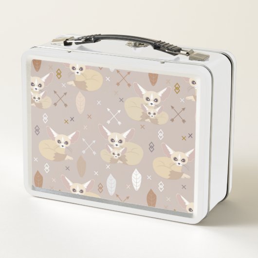 Fennec Foxes Pfeile und Federn Metall Brotdose (Rückseite)