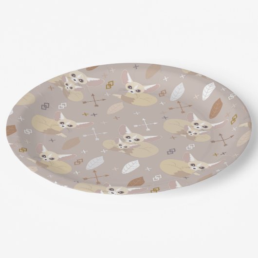 Fennec Foxes Pfeile und Federn Pappteller (Schrägansicht)