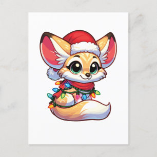 Fennec Frohe Weihnachts-Wintertiere Niedlich Fenne Feiertagspostkarte