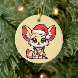 Fennec Frohe Weihnachts-Wintertiere Niedlich Fenne Keramik Ornament