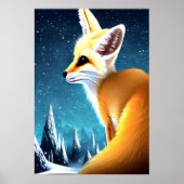 Fennec Fuchs im schneebedeckten Berg | AI Art Post Poster (Vorne)