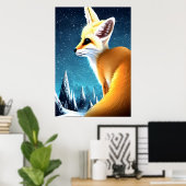 Fennec Fuchs im schneebedeckten Berg | AI Art Post Poster (Heimbüro)