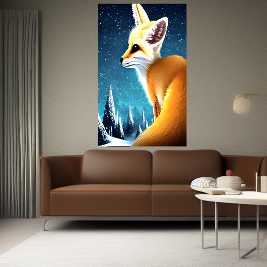 Fennec Fuchs im schneebedeckten Berg | AI Art Post Poster