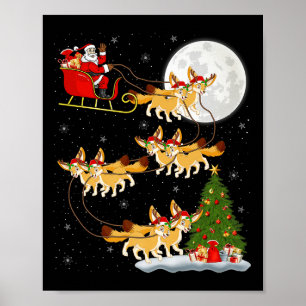 Fennec Fuchs Weihnachtsmann Schlitten Fliegend Lus Poster