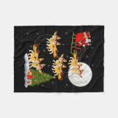 Fennec Fuchs Weihnachtsmann Schlitten Fliegender L Fleecedecke (Vorderseite (Horizontal))