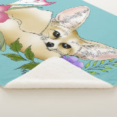 Fennek Fuchs Rosa Lila Blumen Süß Blau Botanisch Sherpadecke (3/4)